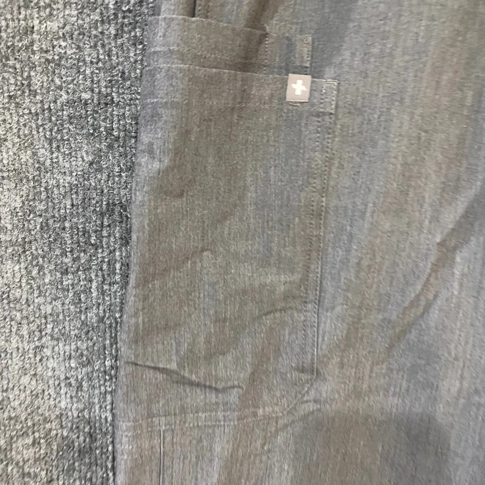 FIGS Technical Collection Scrub Pants XXL Gray Heathered T21004 Teal Drawstring
